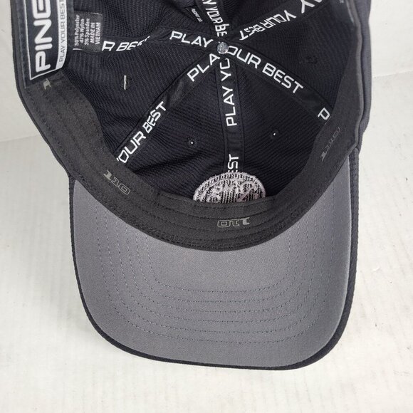 Ping Putter Black Unstructured Flexfit Tech One Ten Snapback Adjustable Golf Hat - Picture 6 of 8